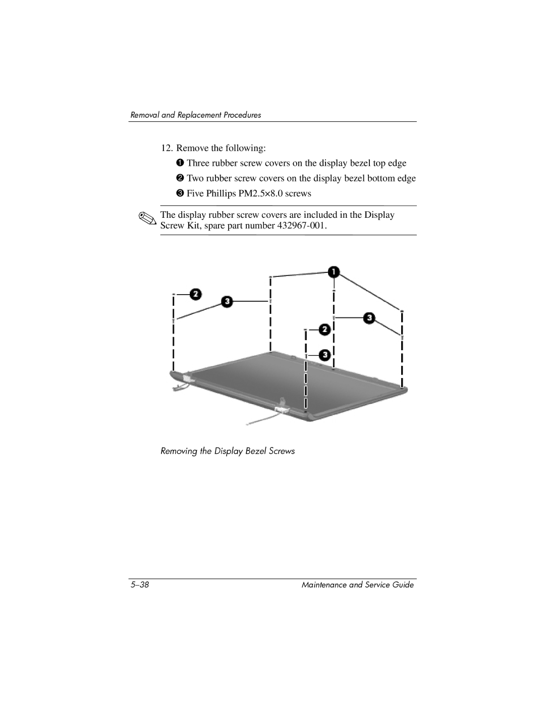 HP dv9000 manual Removing the Display Bezel Screws 