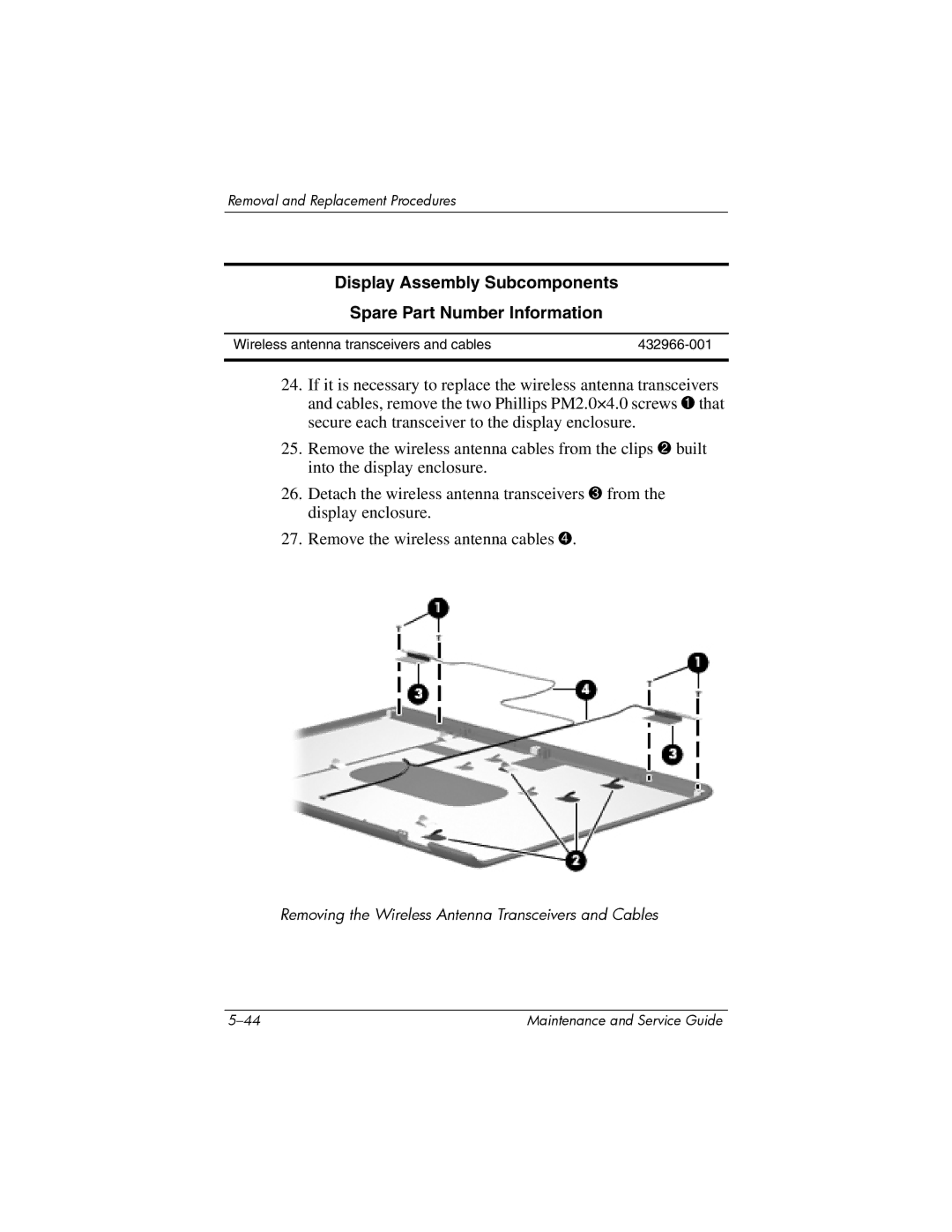 HP dv9000 manual Removing the Wireless Antenna Transceivers and Cables 