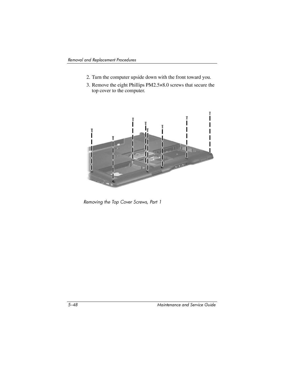 HP dv9000 manual Removing the Top Cover Screws, Part 