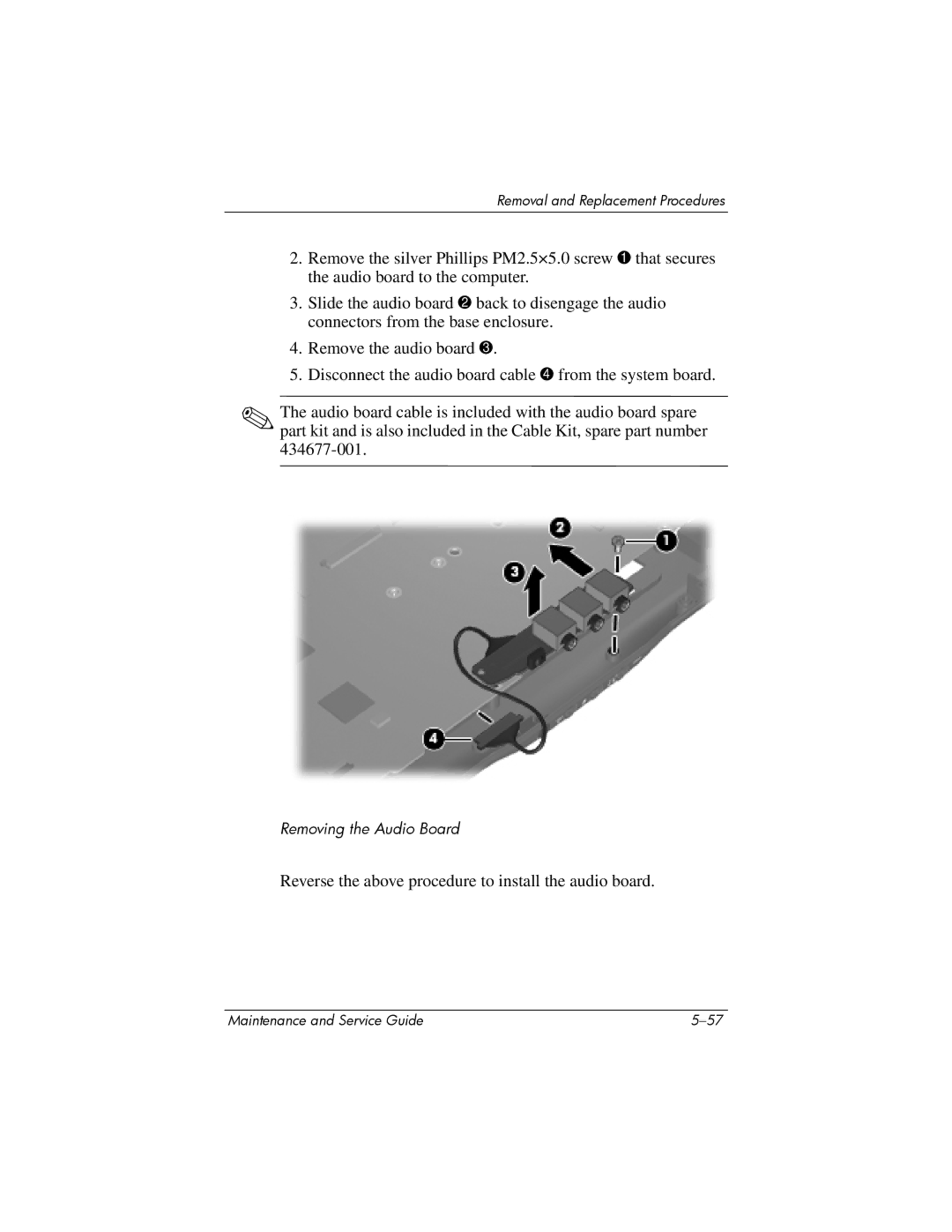 HP dv9000 manual Reverse the above procedure to install the audio board 