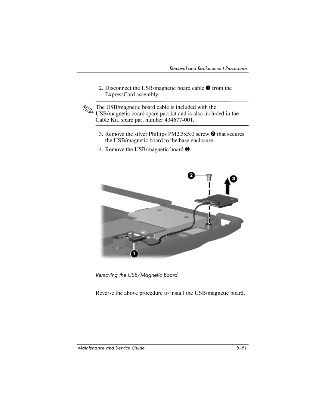 HP dv9000 manual Removing the USB/Magnetic Board 