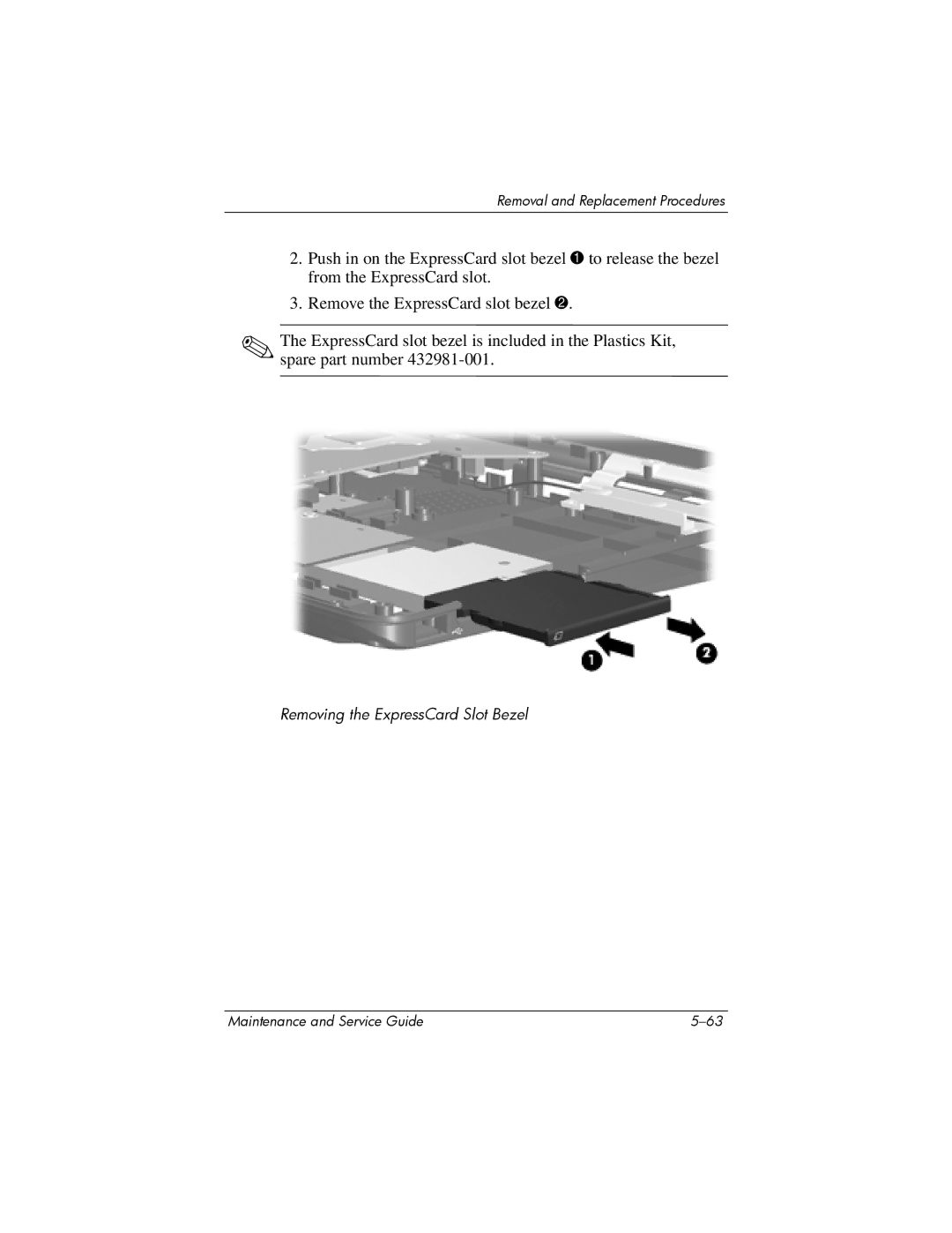 HP dv9000 manual Removing the ExpressCard Slot Bezel 