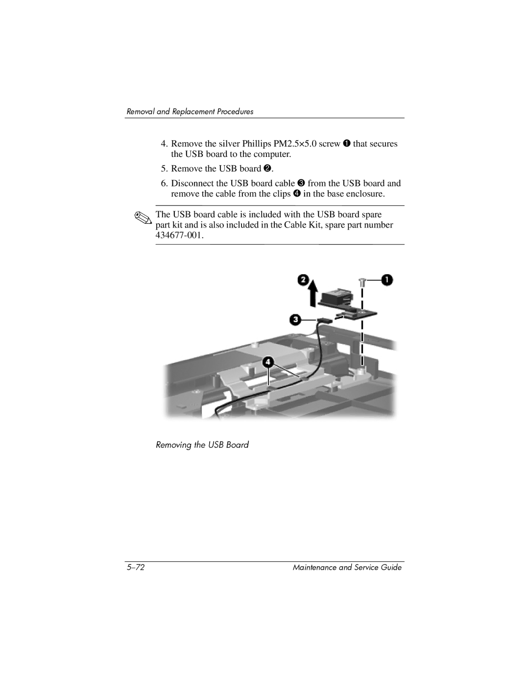 HP dv9000 manual Removing the USB Board 