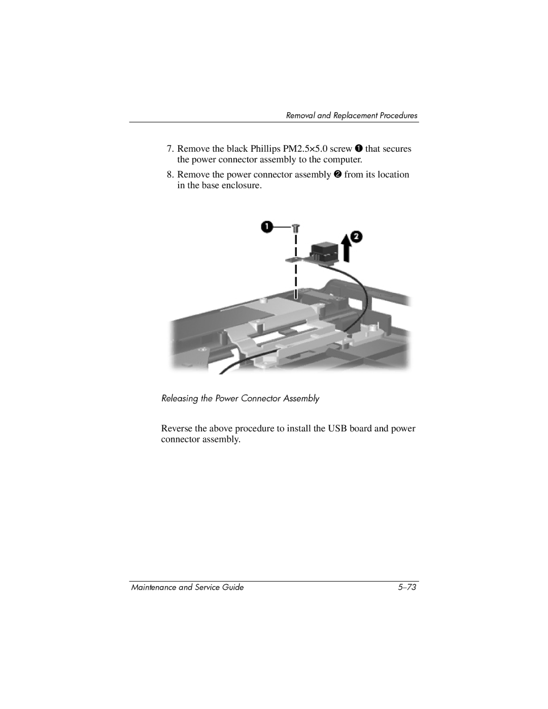 HP dv9000 manual Releasing the Power Connector Assembly 