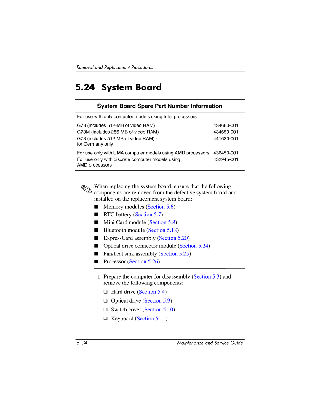 HP dv9000 manual System Board Spare Part Number Information 