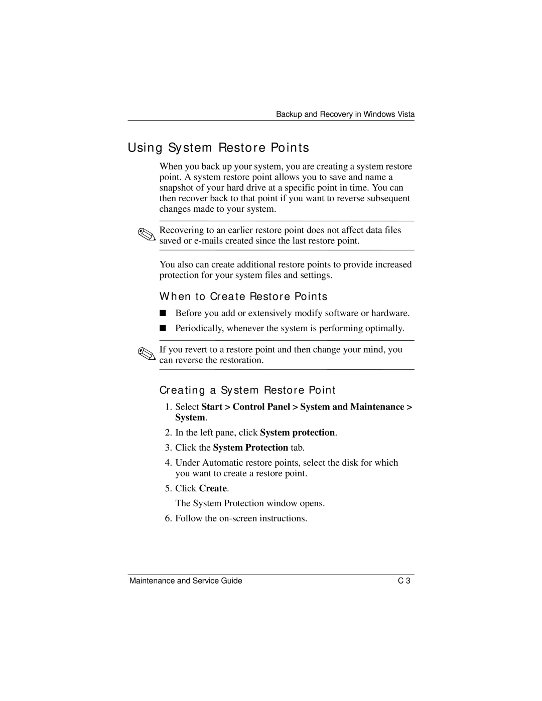 HP dv9000 manual Select Start Control Panel System and Maintenance System 