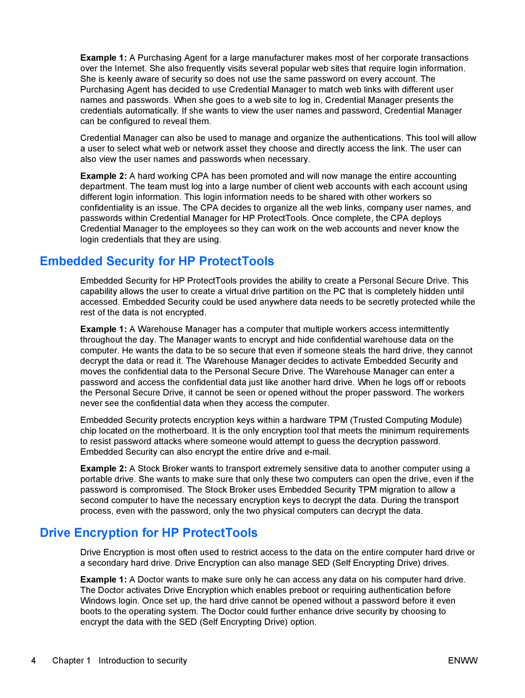 HP dx2030 manual Embedded Security for HP ProtectTools, Drive Encryption for HP ProtectTools 