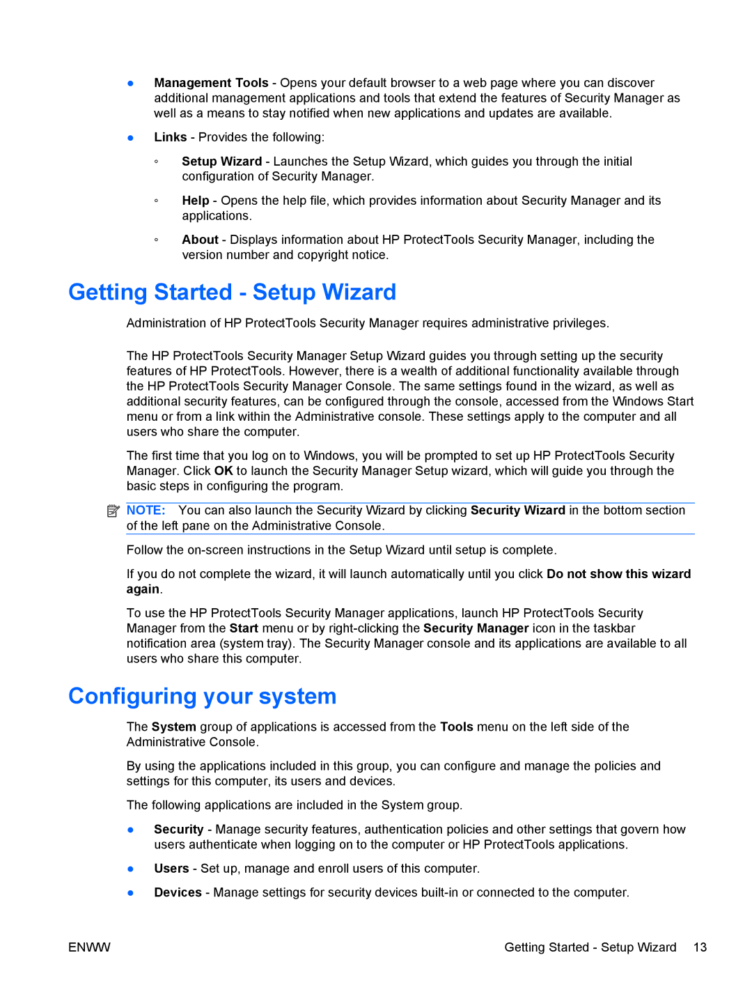 HP dx2030 manual Getting Started Setup Wizard, Configuring your system 