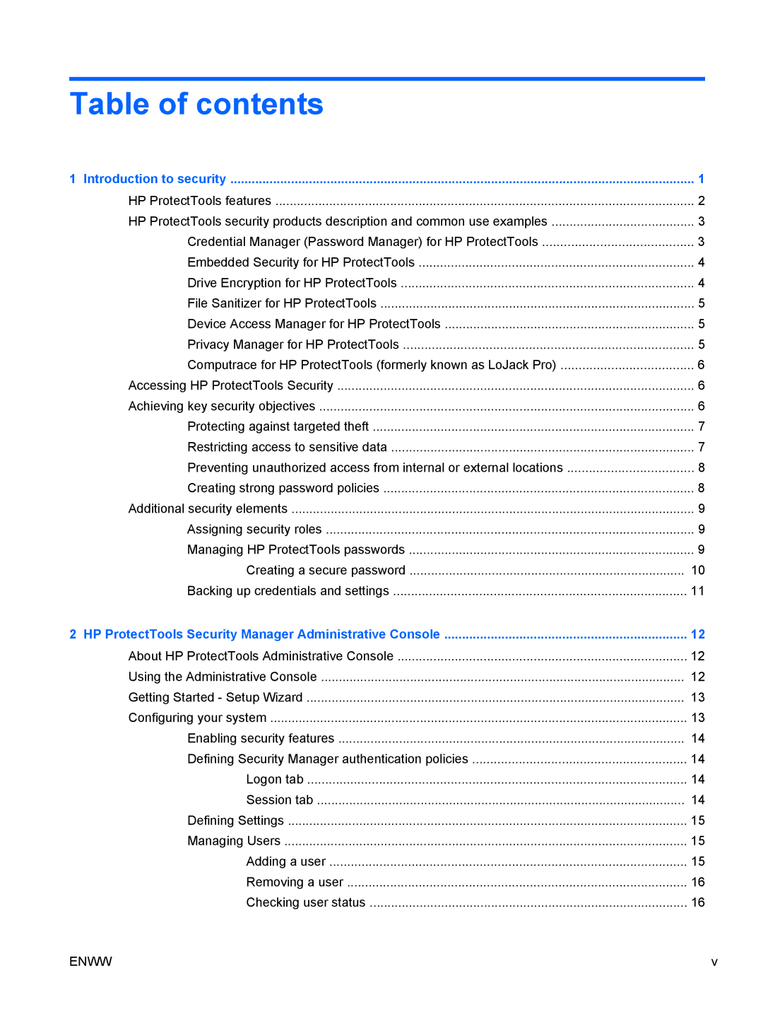 HP dx2030 manual Table of contents 