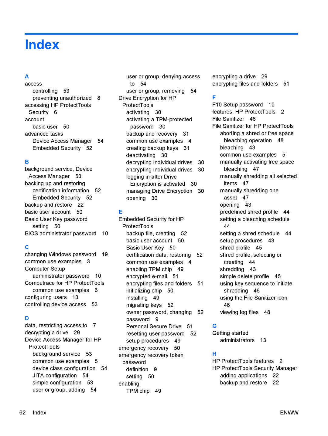 HP dx2030 manual Index 