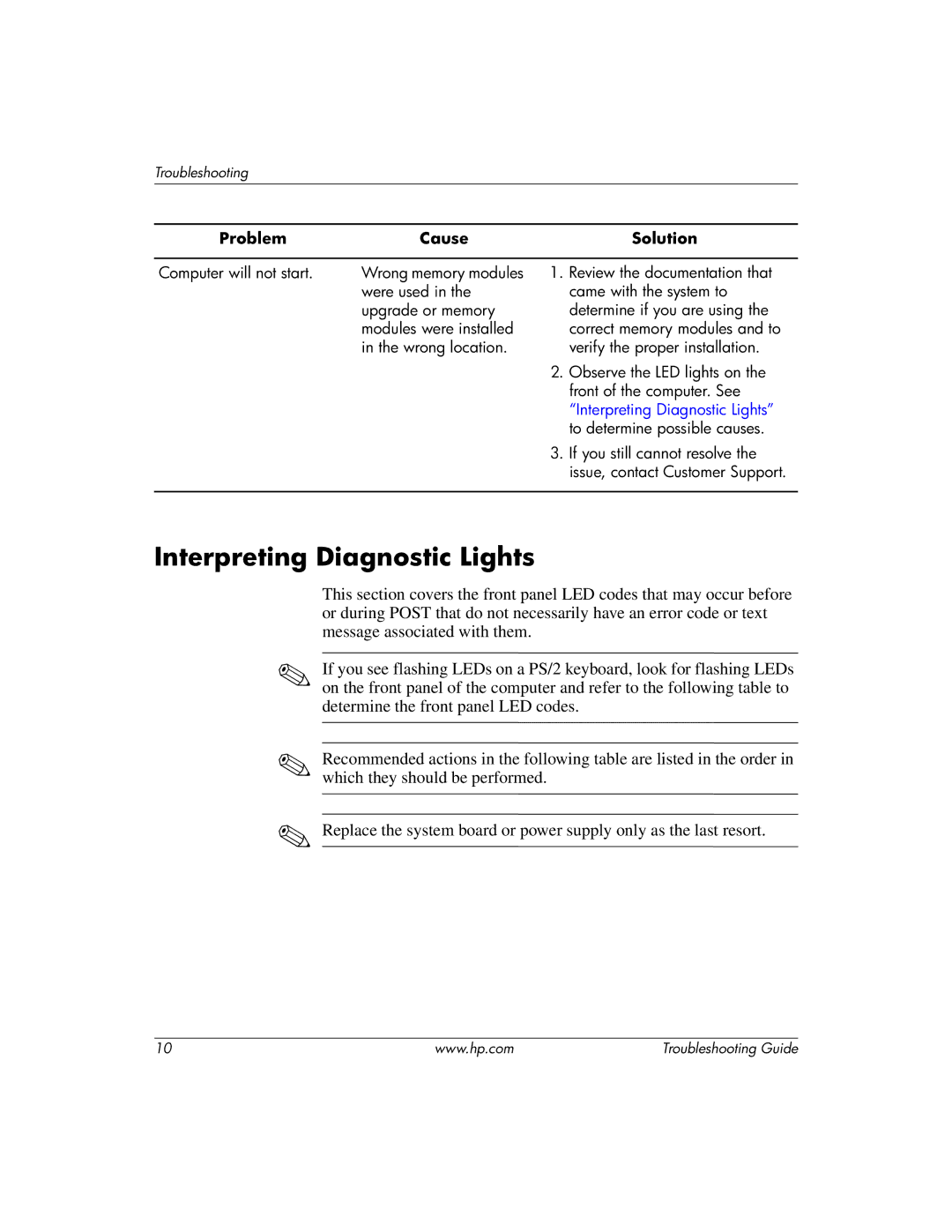 HP dx2200 manual Interpreting Diagnostic Lights 