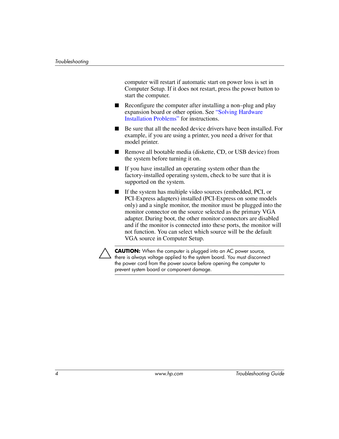 HP dx2200 manual Troubleshooting 