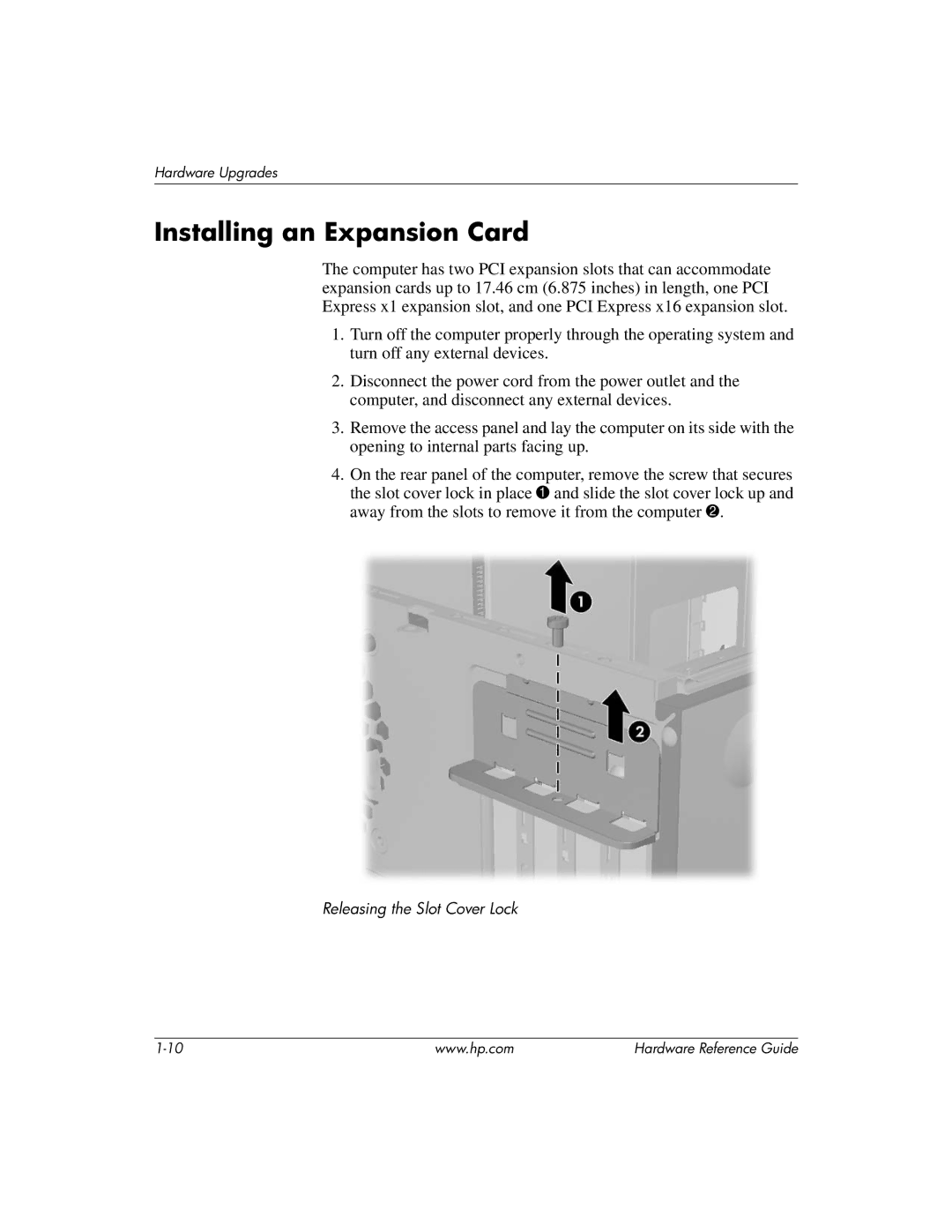 HP dx2200 manual Installing an Expansion Card 