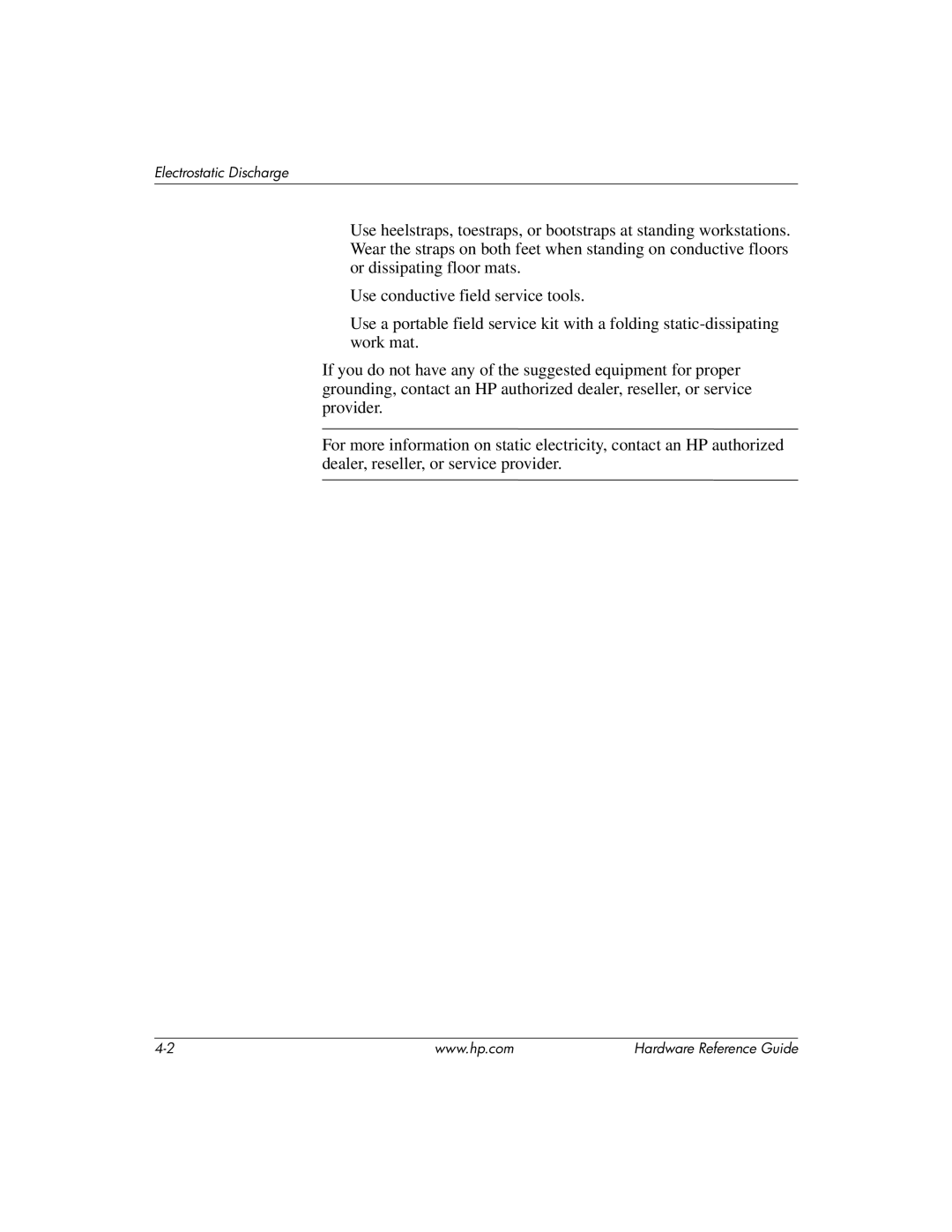 HP dx2200 manual Electrostatic Discharge 