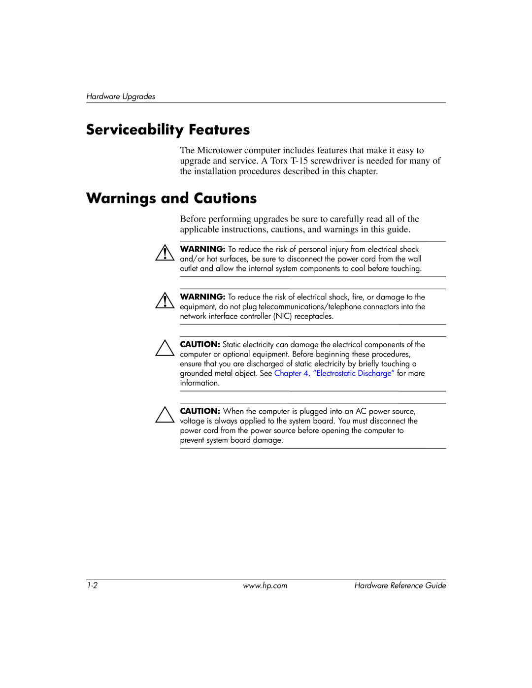 HP dx2200 manual Serviceability Features 