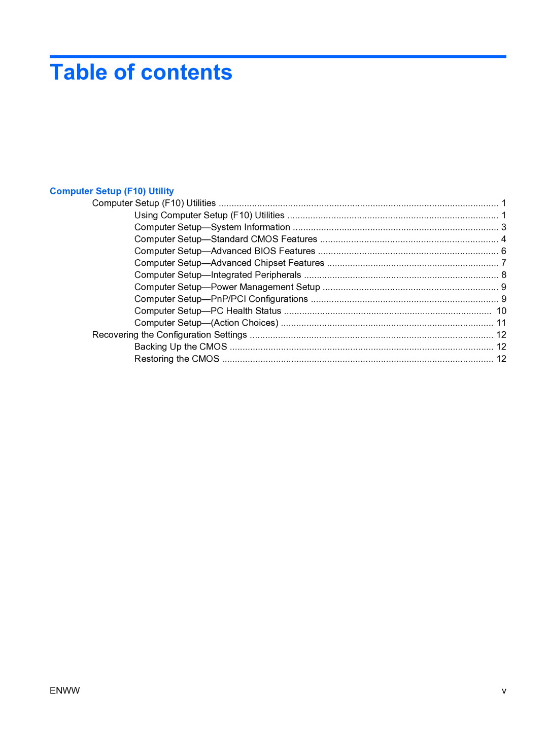 HP dx2200 manual Table of contents 