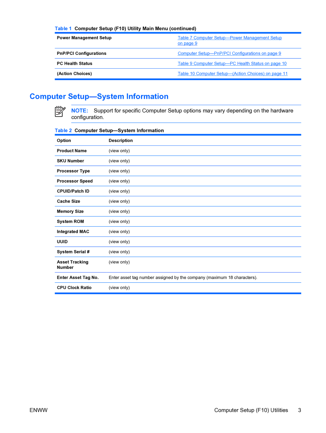 HP dx2200 manual Computer Setup-System Information 