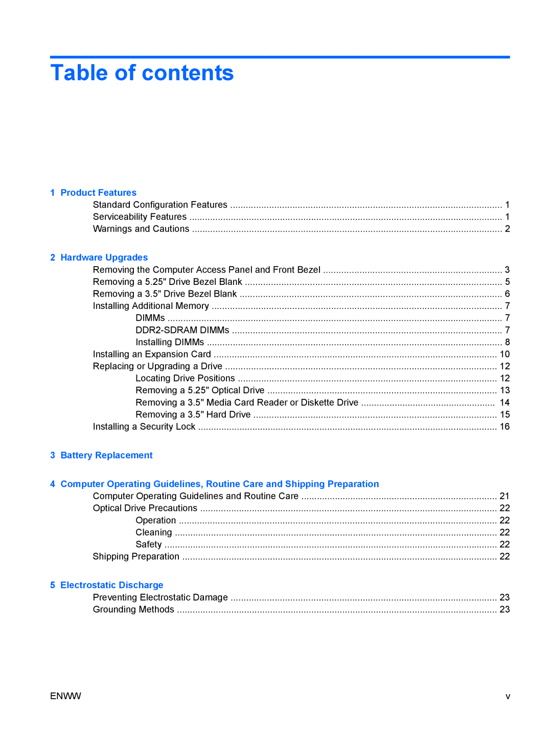 HP DX2250 manual Table of contents 