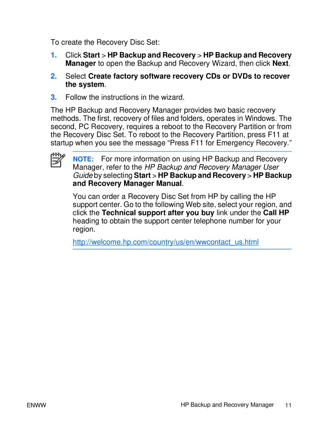 HP DX2250 manual To create the Recovery Disc Set 