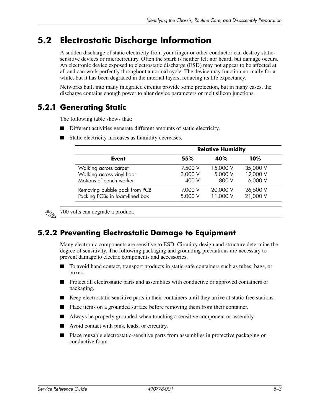 HP dx2310 manual Electrostatic Discharge Information, Generating Static, Preventing Electrostatic Damage to Equipment 