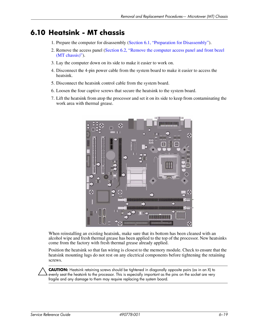 HP dx2310 manual Heatsink MT chassis 