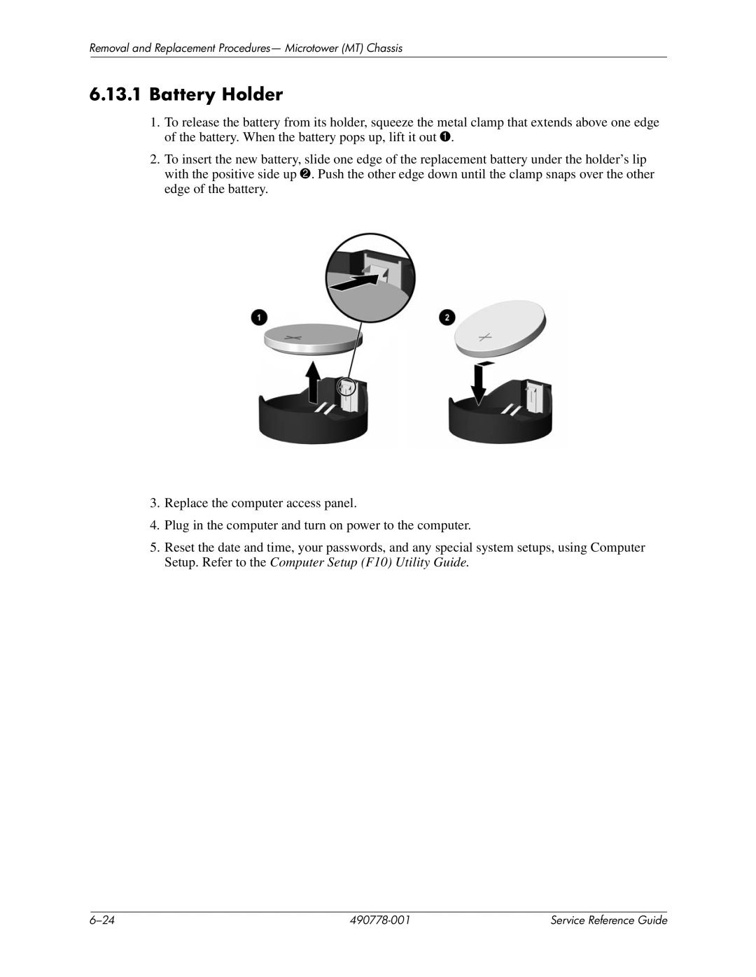 HP dx2310 manual Battery Holder 