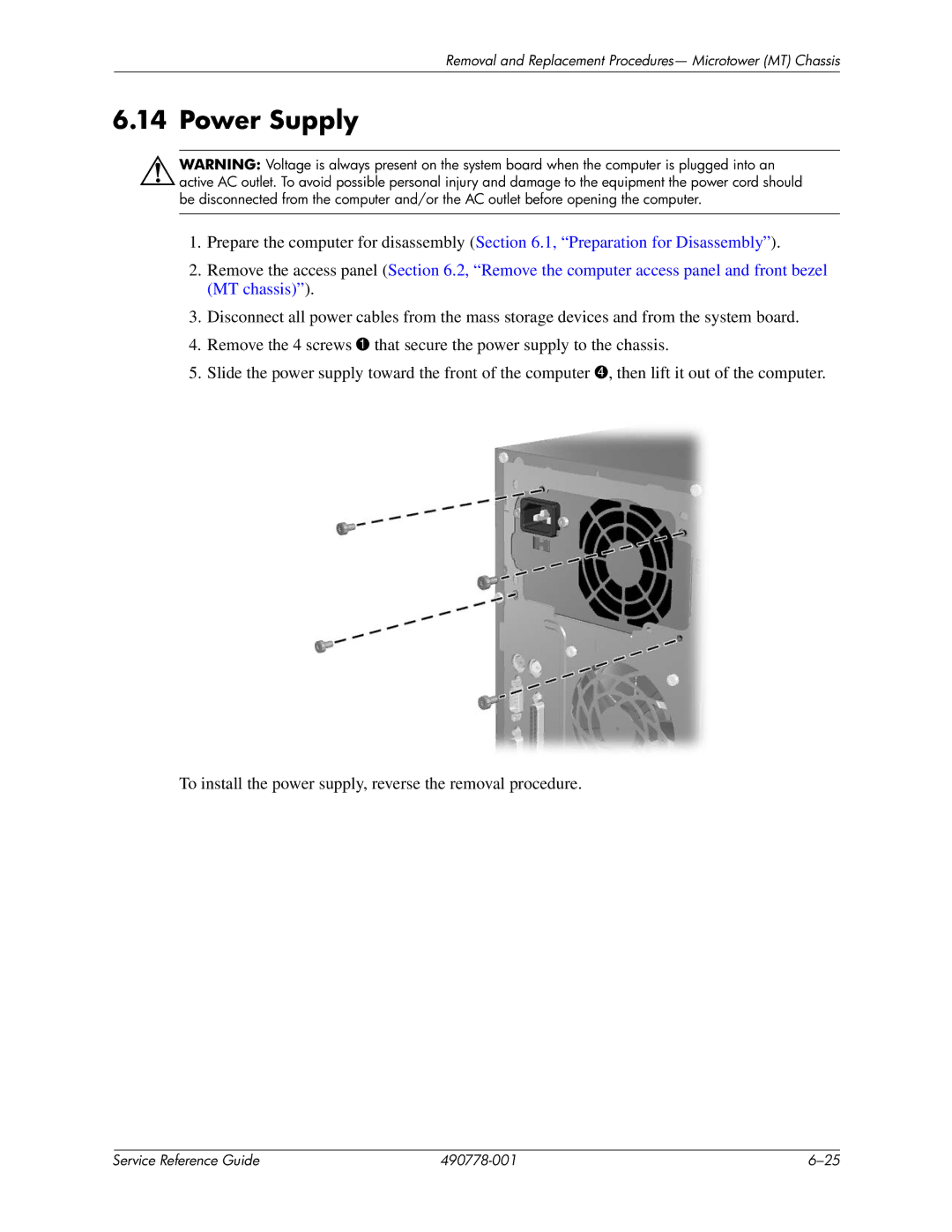 HP dx2310 manual Power Supply 