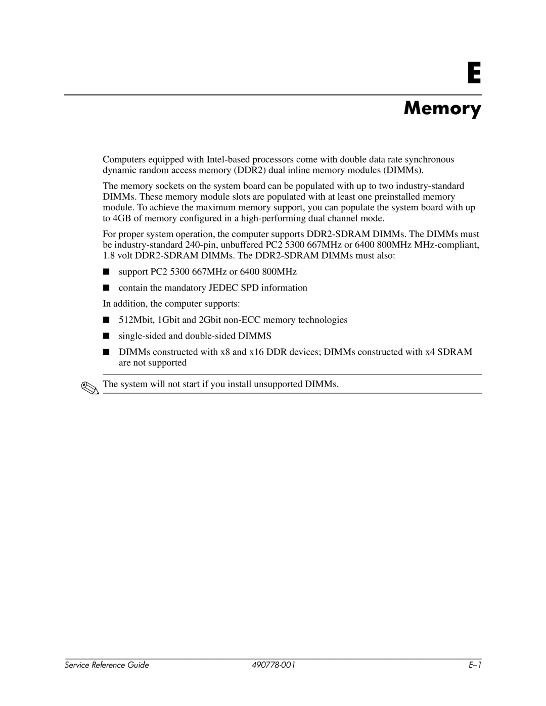 HP dx2310 manual Memory 