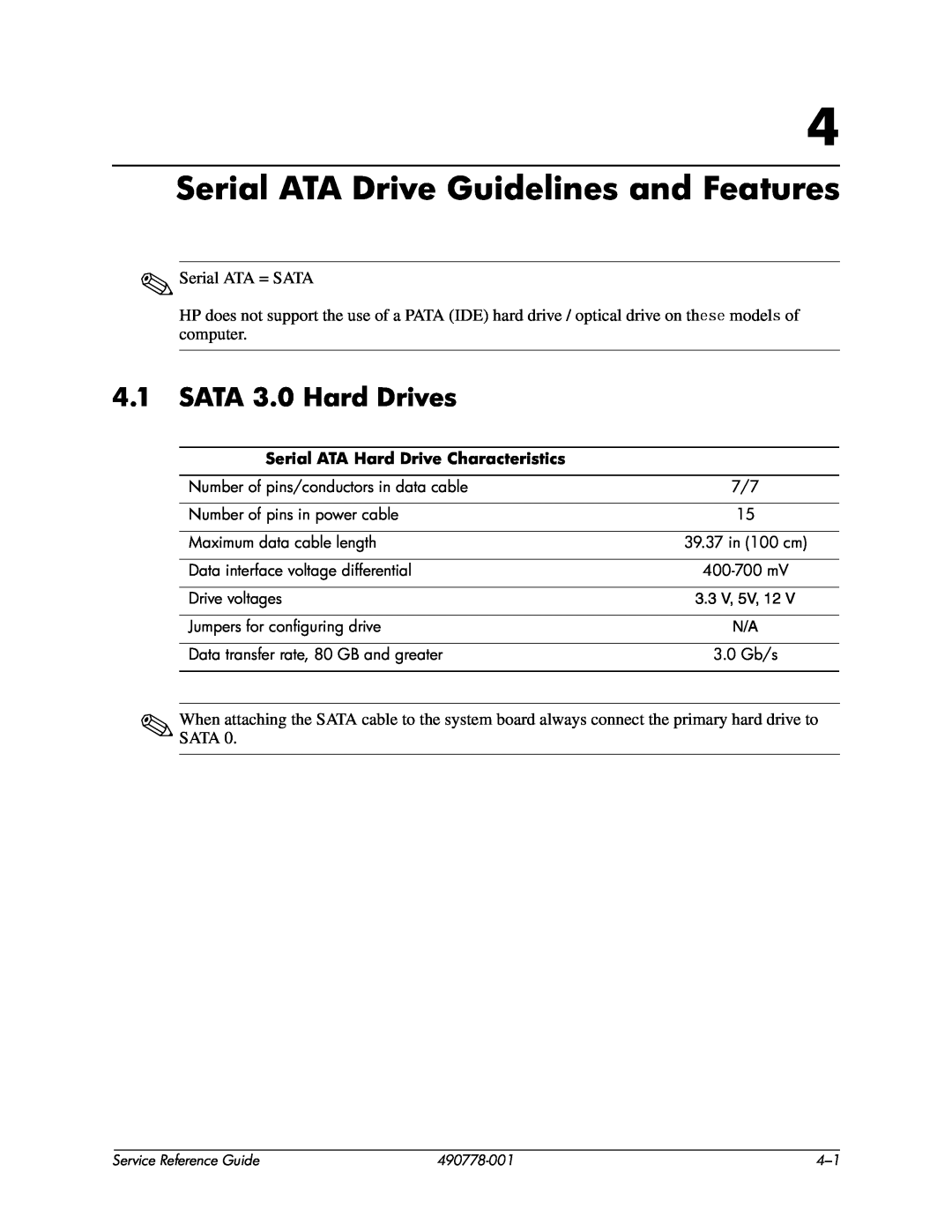 HP dx2310 manual Serial ATA Drive Guidelines and Features, SATA 3.0 Hard Drives 
