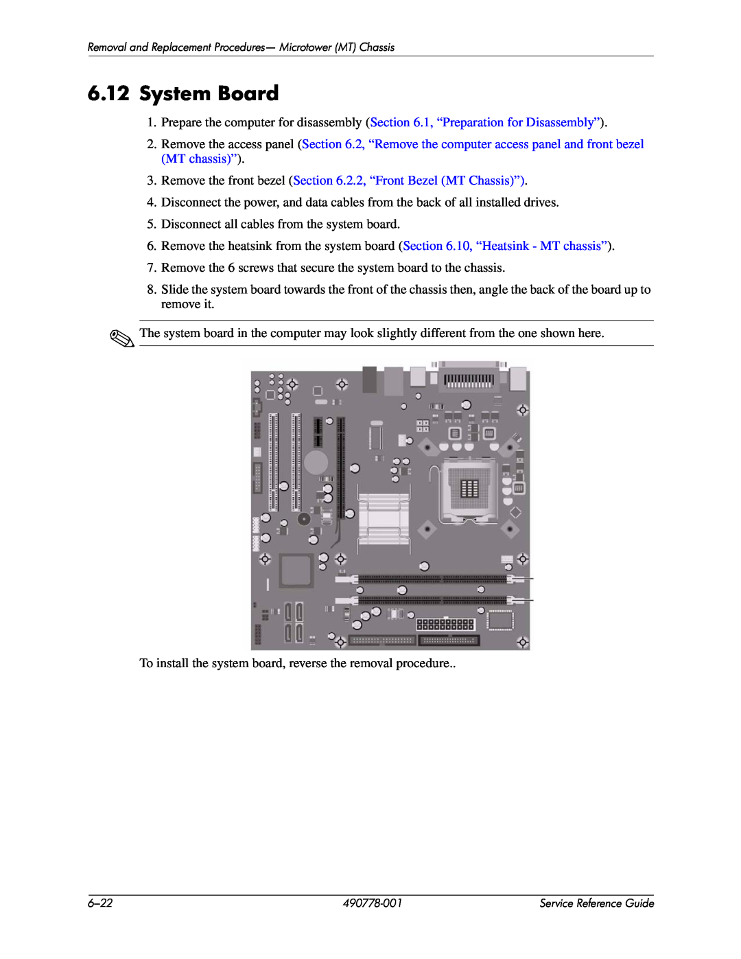 HP dx2310 manual System Board 