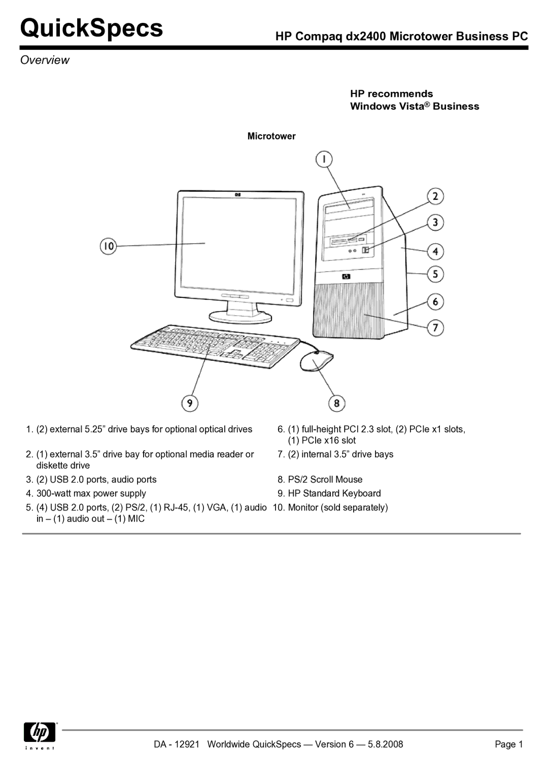 HP dx2400 manual HP Compaq Business PC 