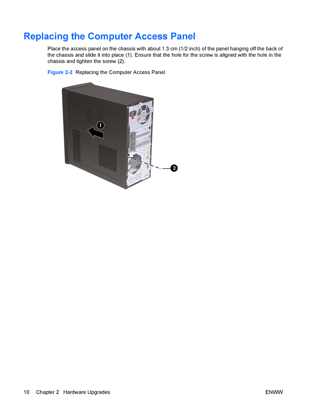 HP dx2420 manual 2Replacing the Computer Access Panel Hardware Upgrades 