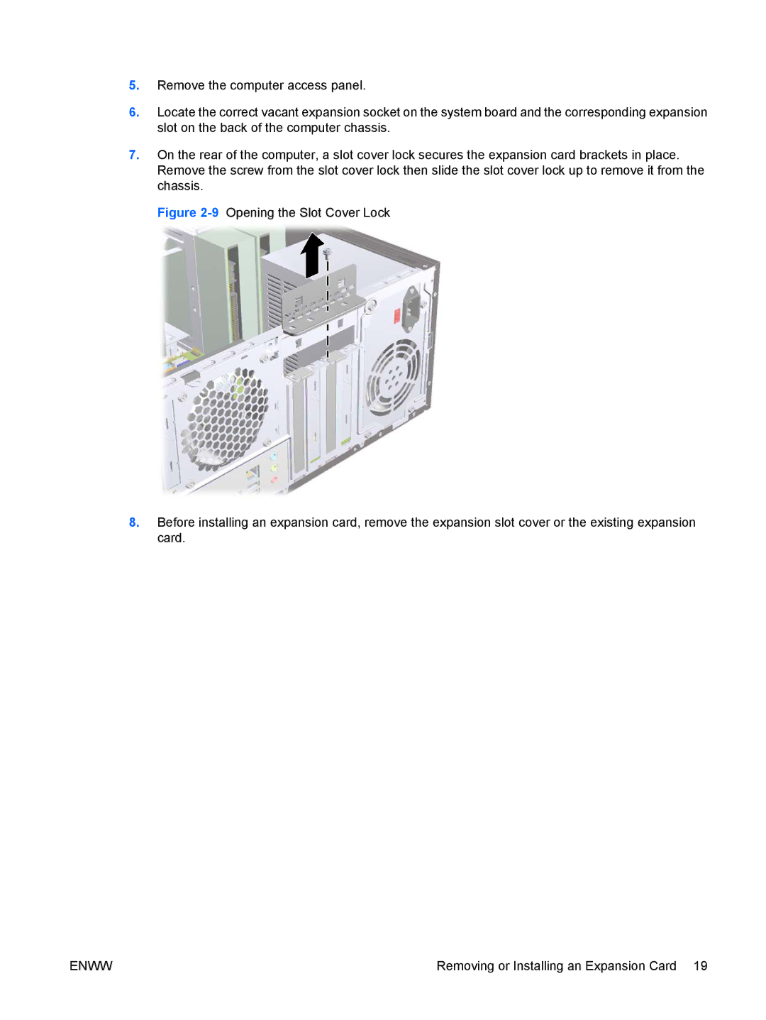 HP dx2420 manual Removing or Installing an Expansion Card 