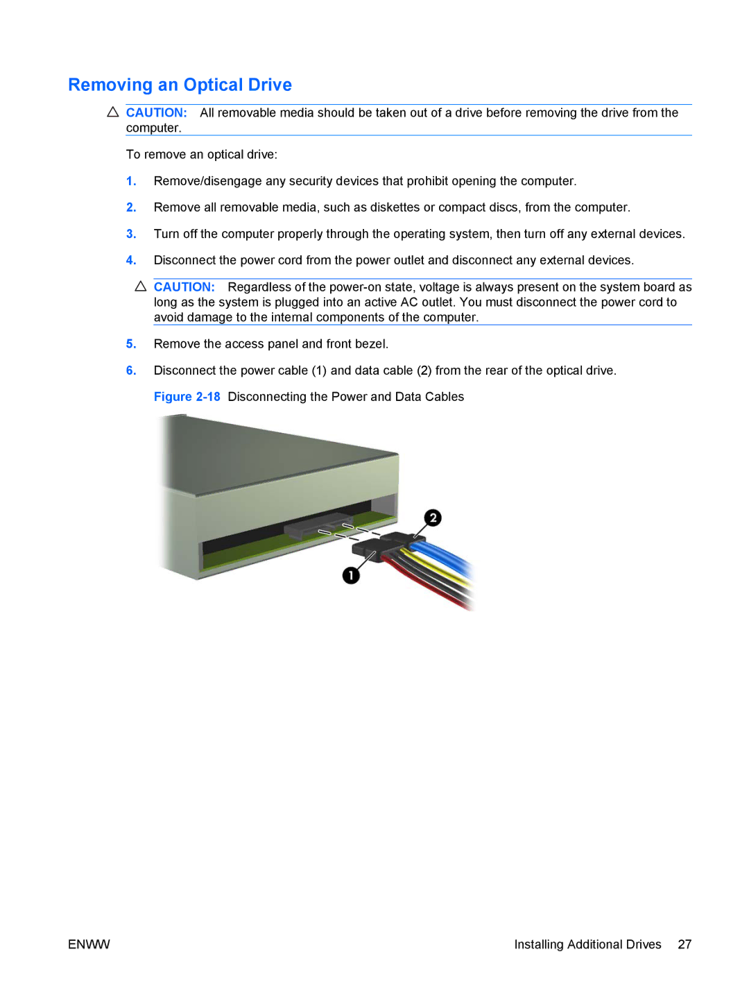 HP dx2420 manual Removing an Optical Drive 