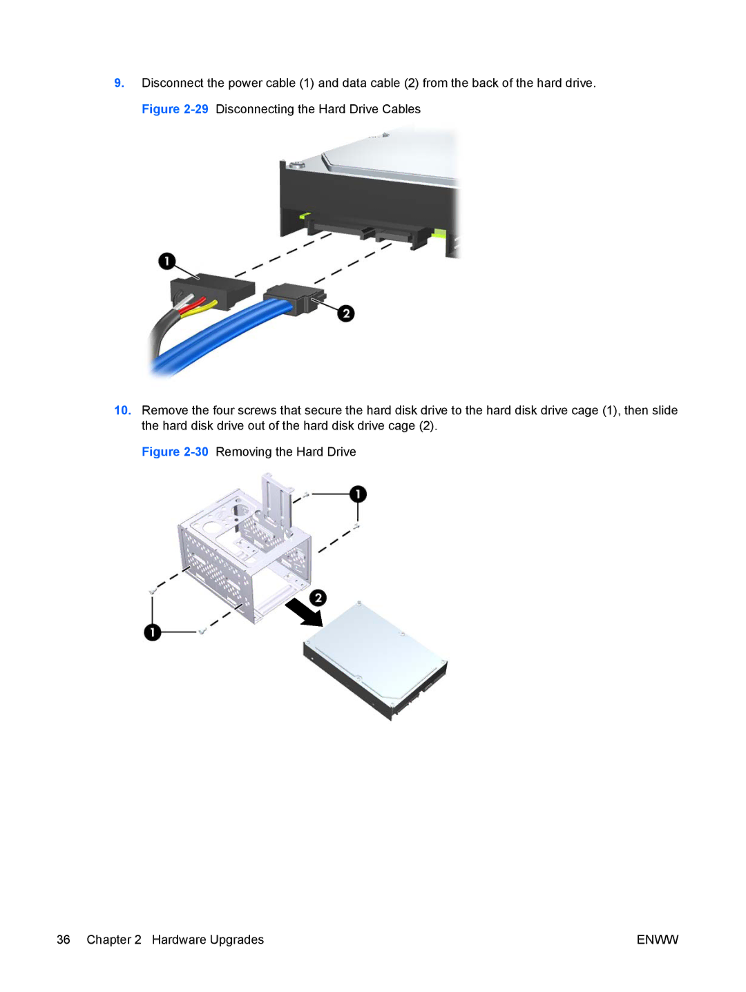 HP dx2420 manual 30Removing the Hard Drive Hardware Upgrades 