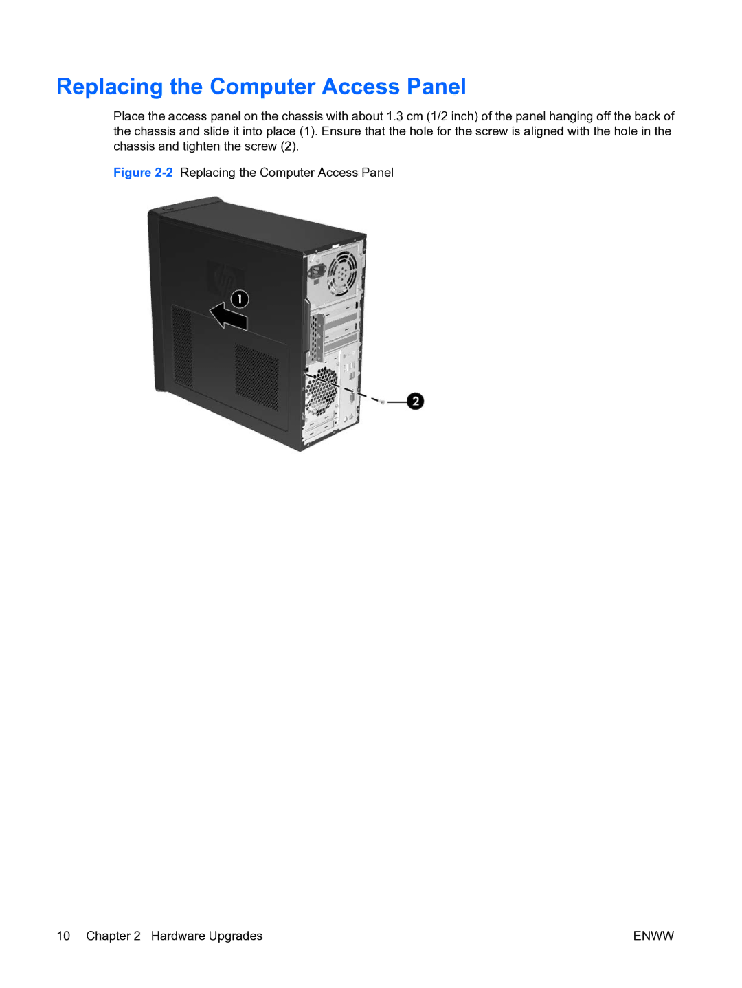 HP dx2450 manual 2Replacing the Computer Access Panel Hardware Upgrades 