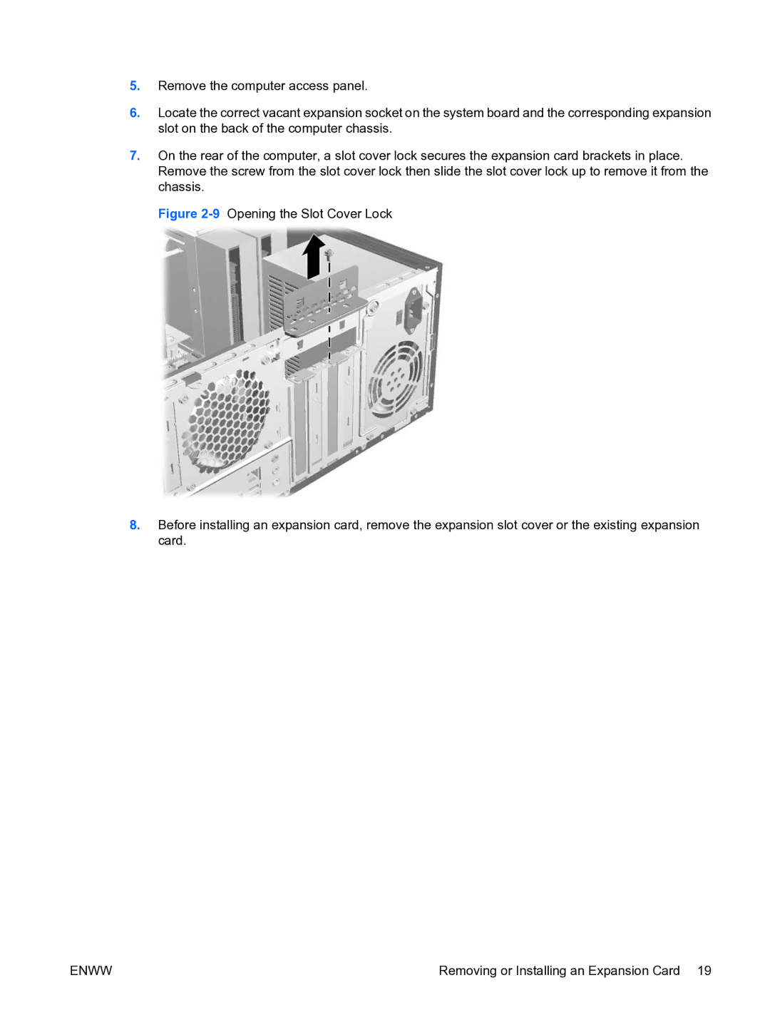 HP dx2450 manual Removing or Installing an Expansion Card 