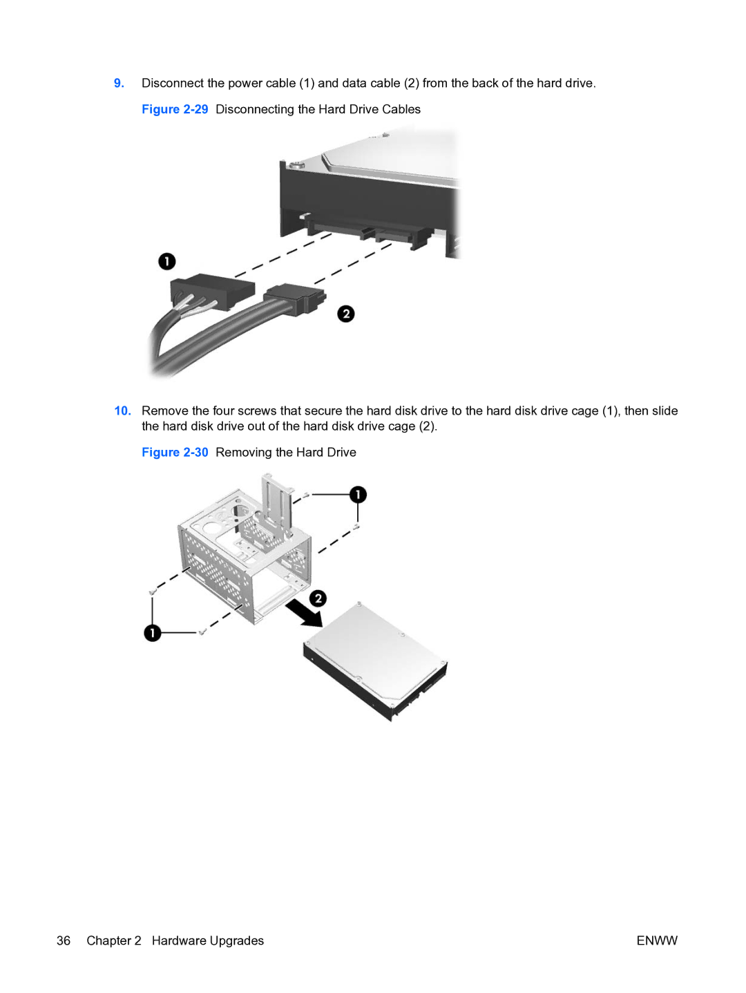 HP dx2450 manual 30Removing the Hard Drive Hardware Upgrades 