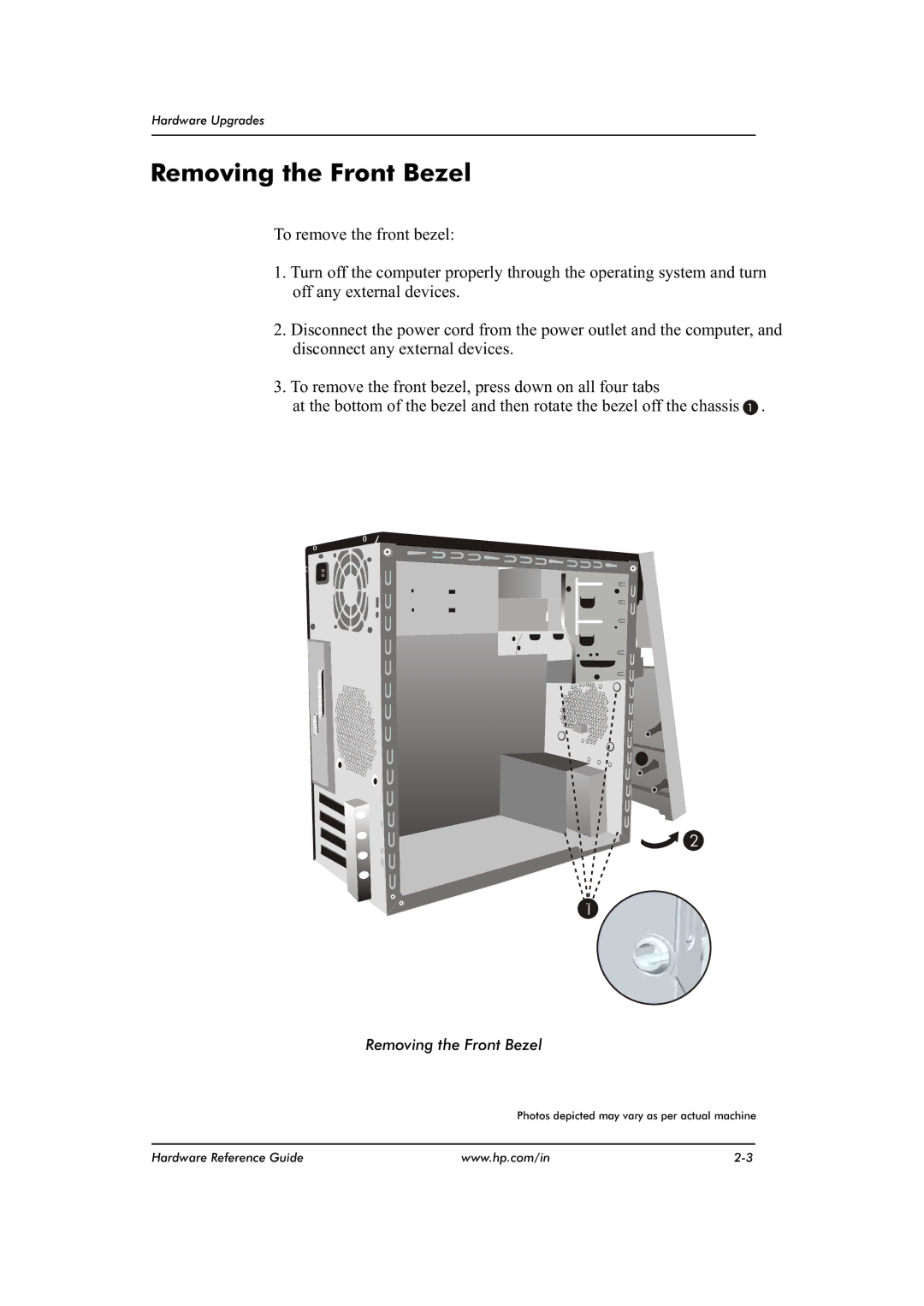 HP dx2480 manual Removing the Front Bezel 