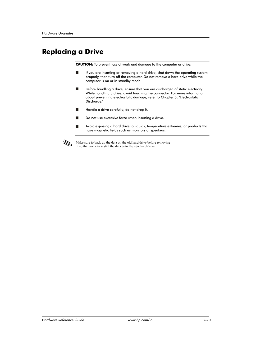 HP dx2480 manual Replacing a Drive 