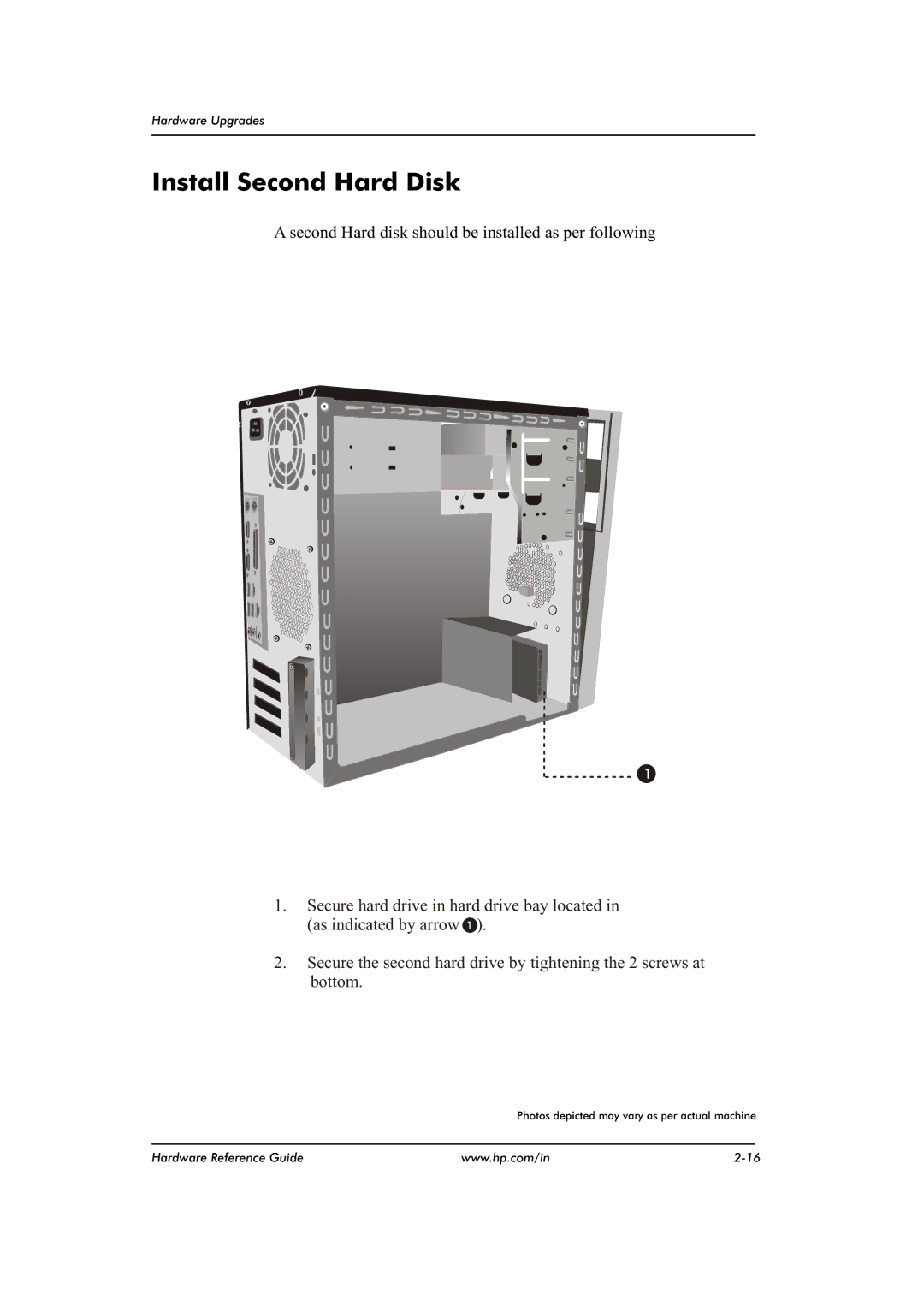 HP dx2480 manual Install Second Hard Disk 