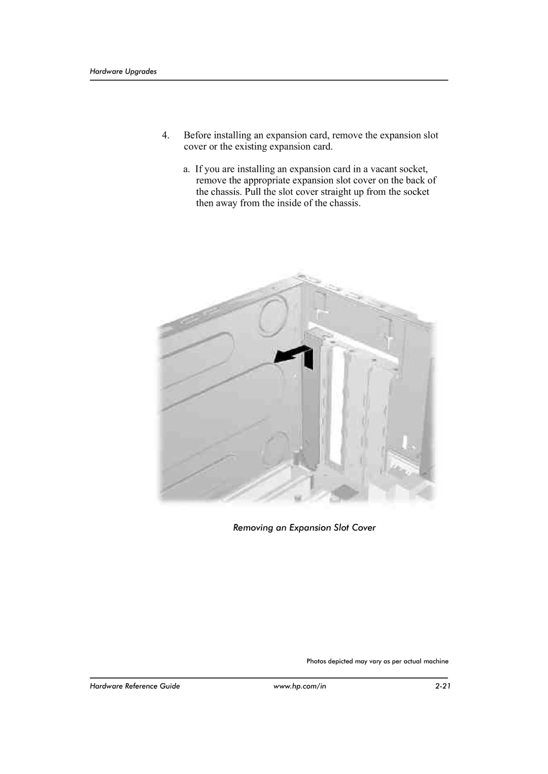 HP dx2480 manual Removing an Expansion Slot Cover 