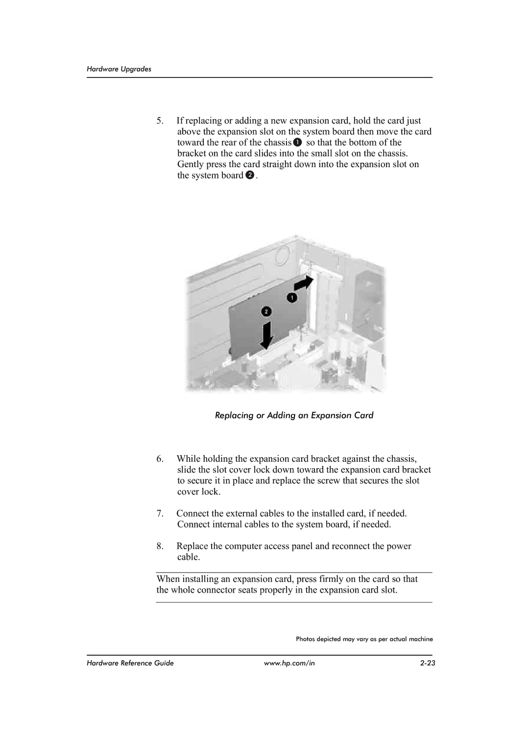 HP dx2480 manual Replacing or Adding an Expansion Card 