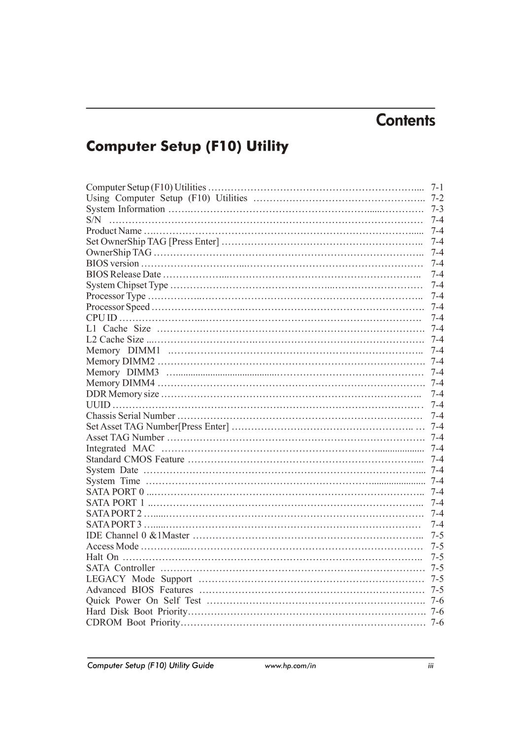 HP dx2480 manual Contents 