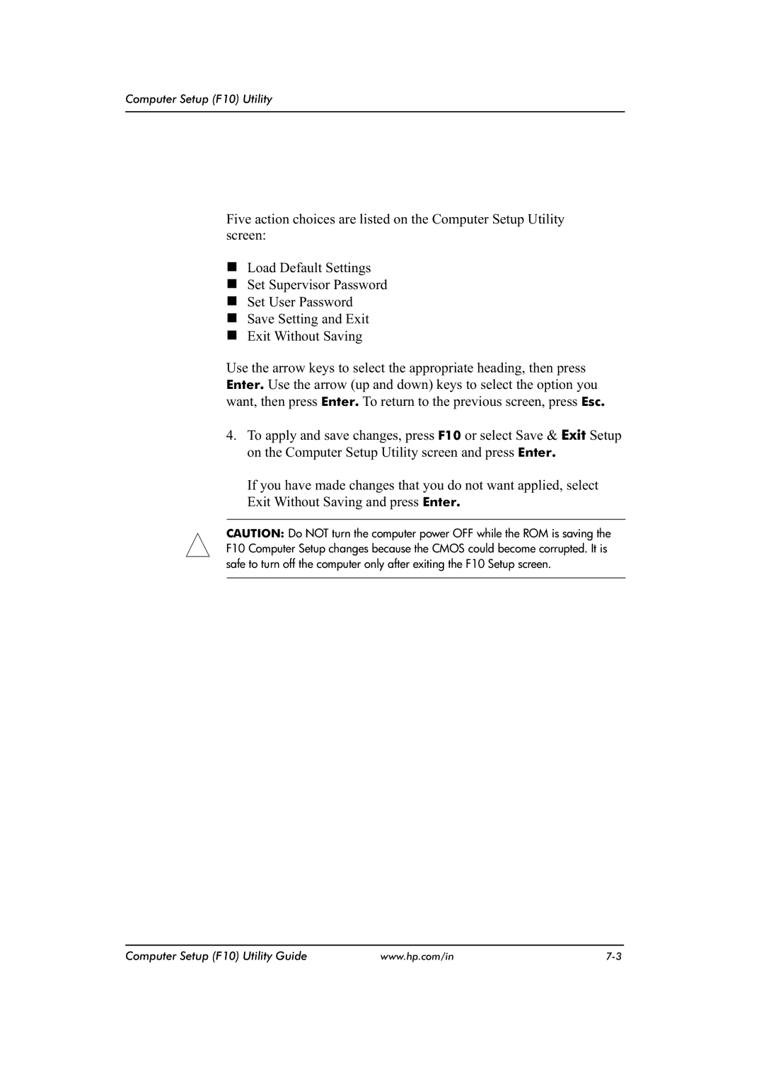 HP dx2480 manual Computer Setup F10 Utility 