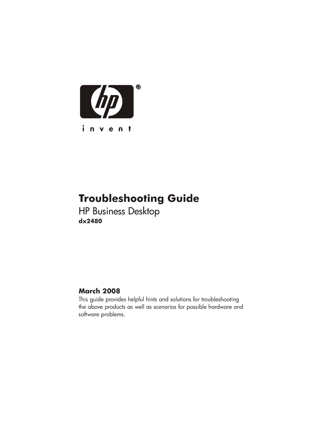 HP dx2480 manual Troubleshooting Guide 