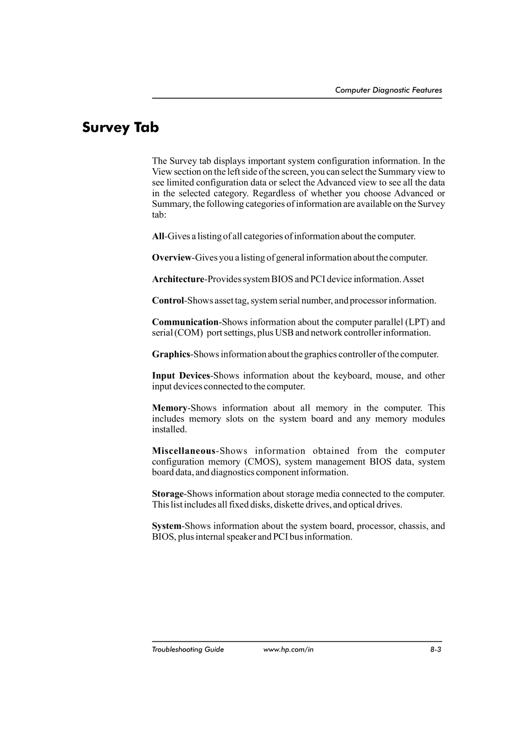 HP dx2480 manual Survey Tab 