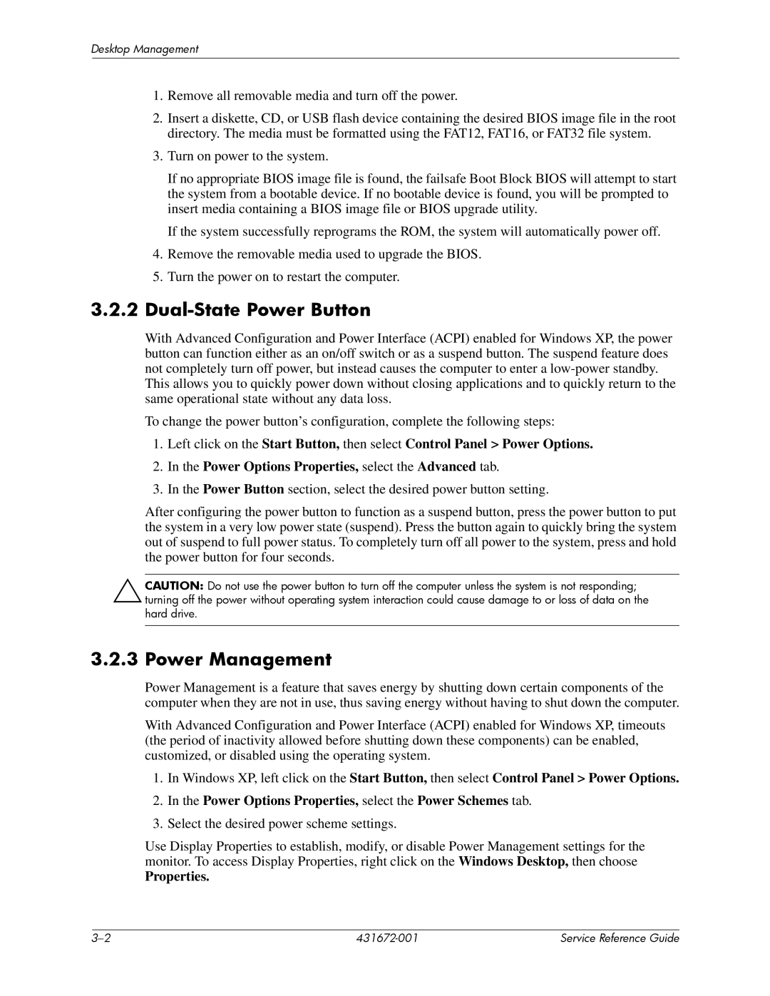 HP dx2700 manual Dual-State Power Button, Power Management 