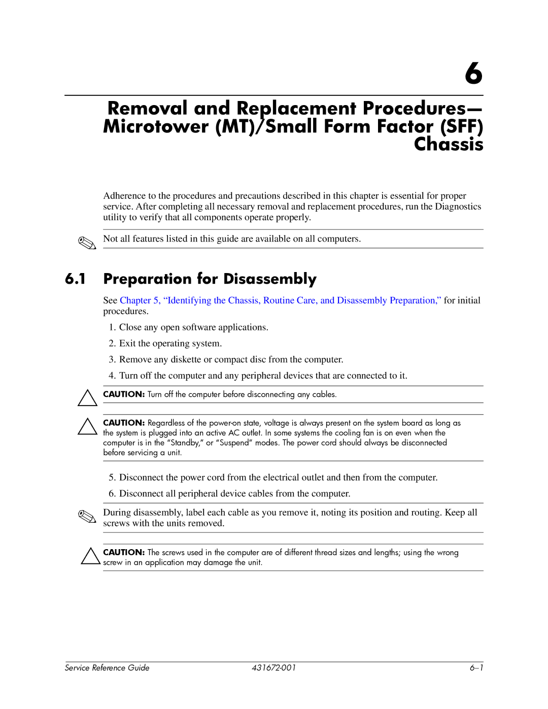 HP dx2700 manual Preparation for Disassembly 