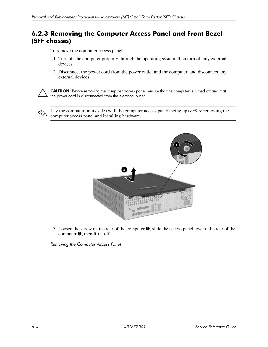 HP dx2700 manual Removing the Computer Access Panel 